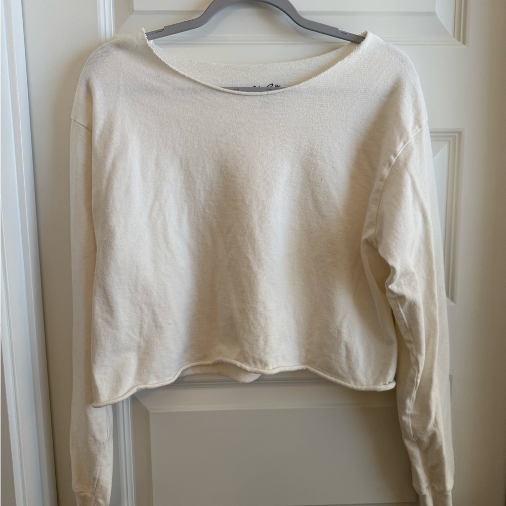 Brandy Melville Cream Cropped Sweatshirt
